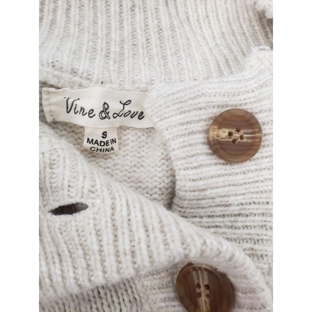 Vine & Love Sweater Womens Small Ribbed Top Long Sleeve Henley Style 3 Button - Picture 6 of 9